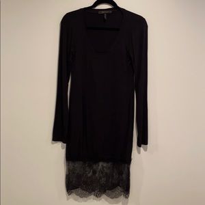 BCBG black jersey dress with lace hem